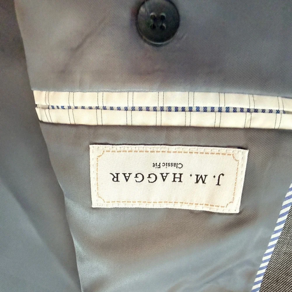 J.M. Haggar Sport Coat Mens 44L Grey Classic Fit Two Button Blazer 1023641